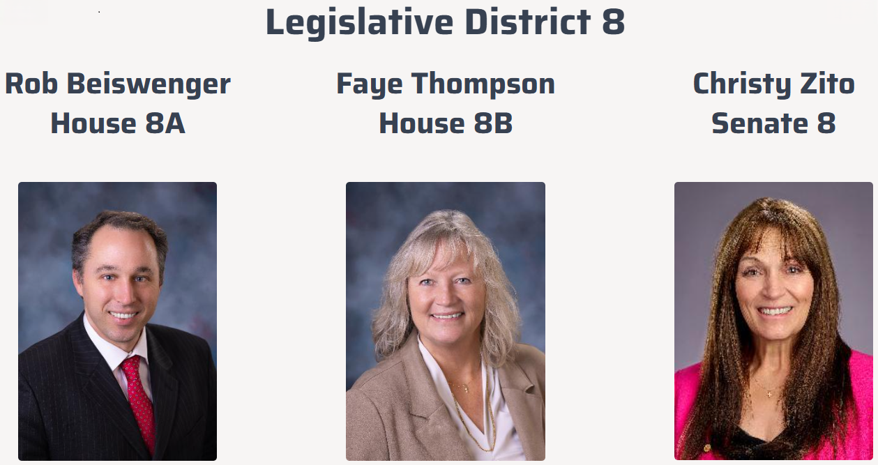 District 8 Representatives - Rep. Rob Beiswenger (8A), Rep. Faye Thompson (8B), Sen. Christy Zito (8)